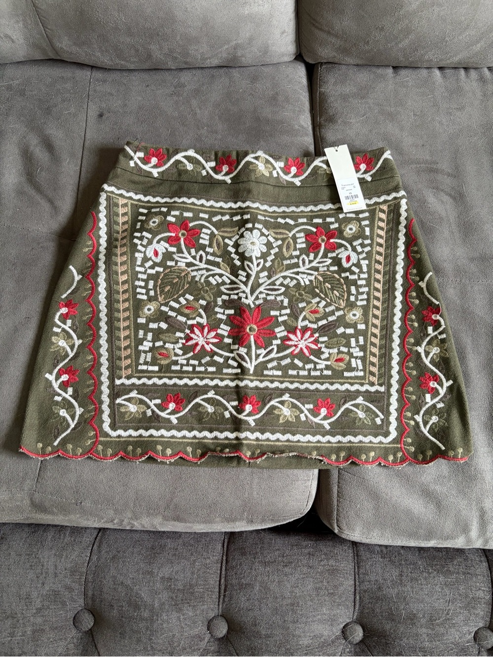 Embroidered Floral Skirt